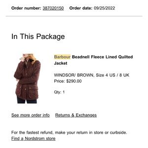 Like New Barbour Women’s size 4 jacket